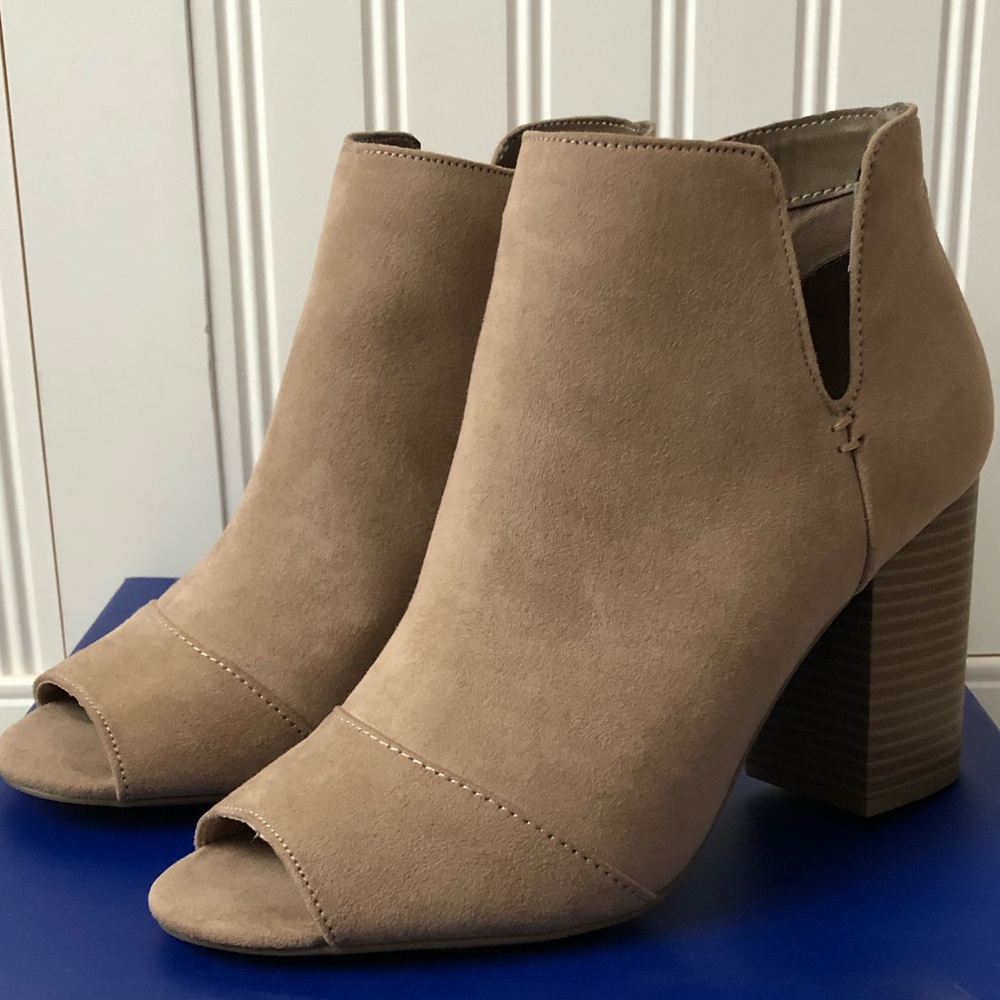 APT. 9 Taupe Peep Toe High Heel Ankle Boots
